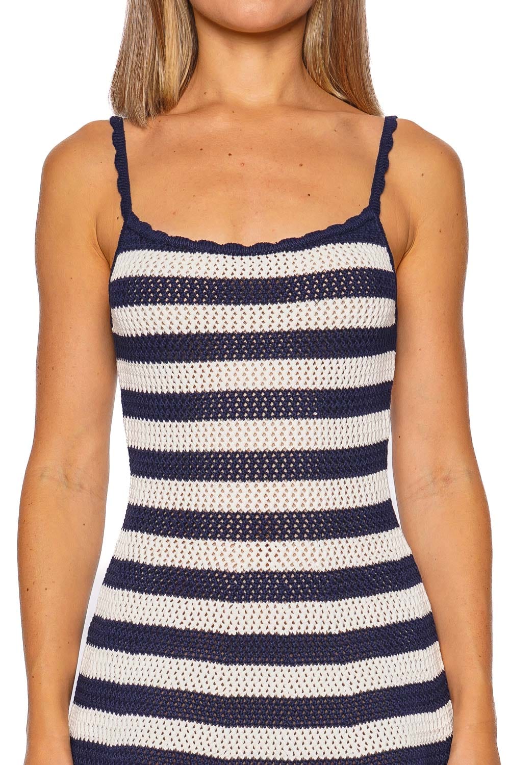 SER.O.YA Sienna Navy Striped Knit Mini Dress