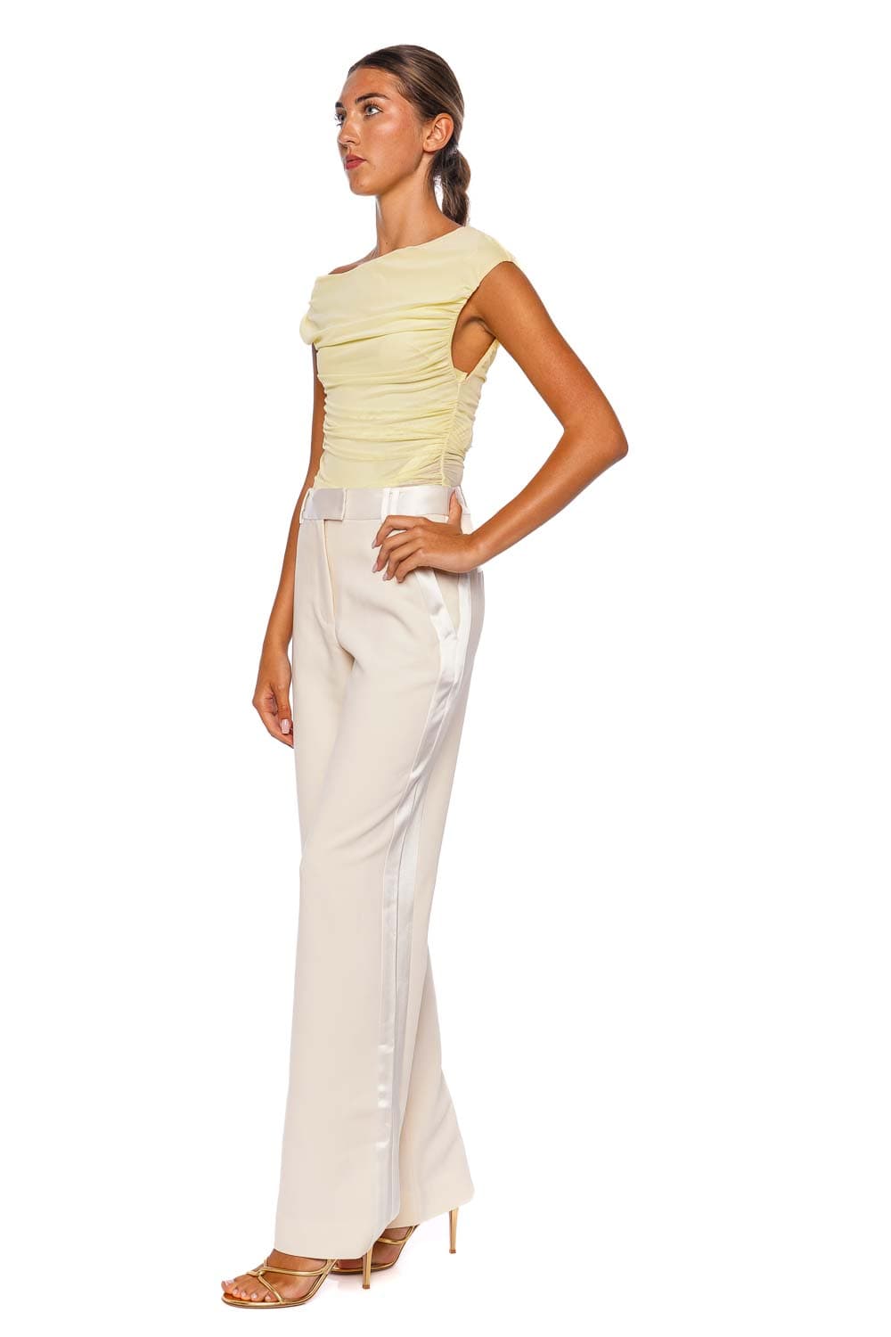 Shona Joy Mira Sherbet Yellow Off Shoulder Top