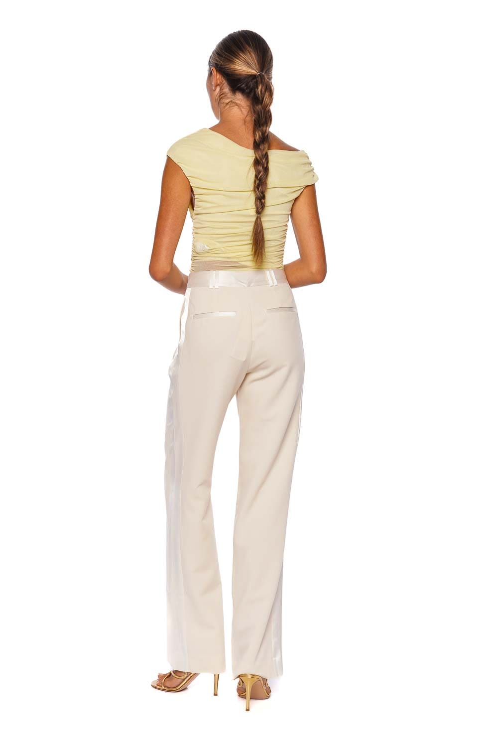 Shona Joy Mira Sherbet Yellow Off Shoulder Top