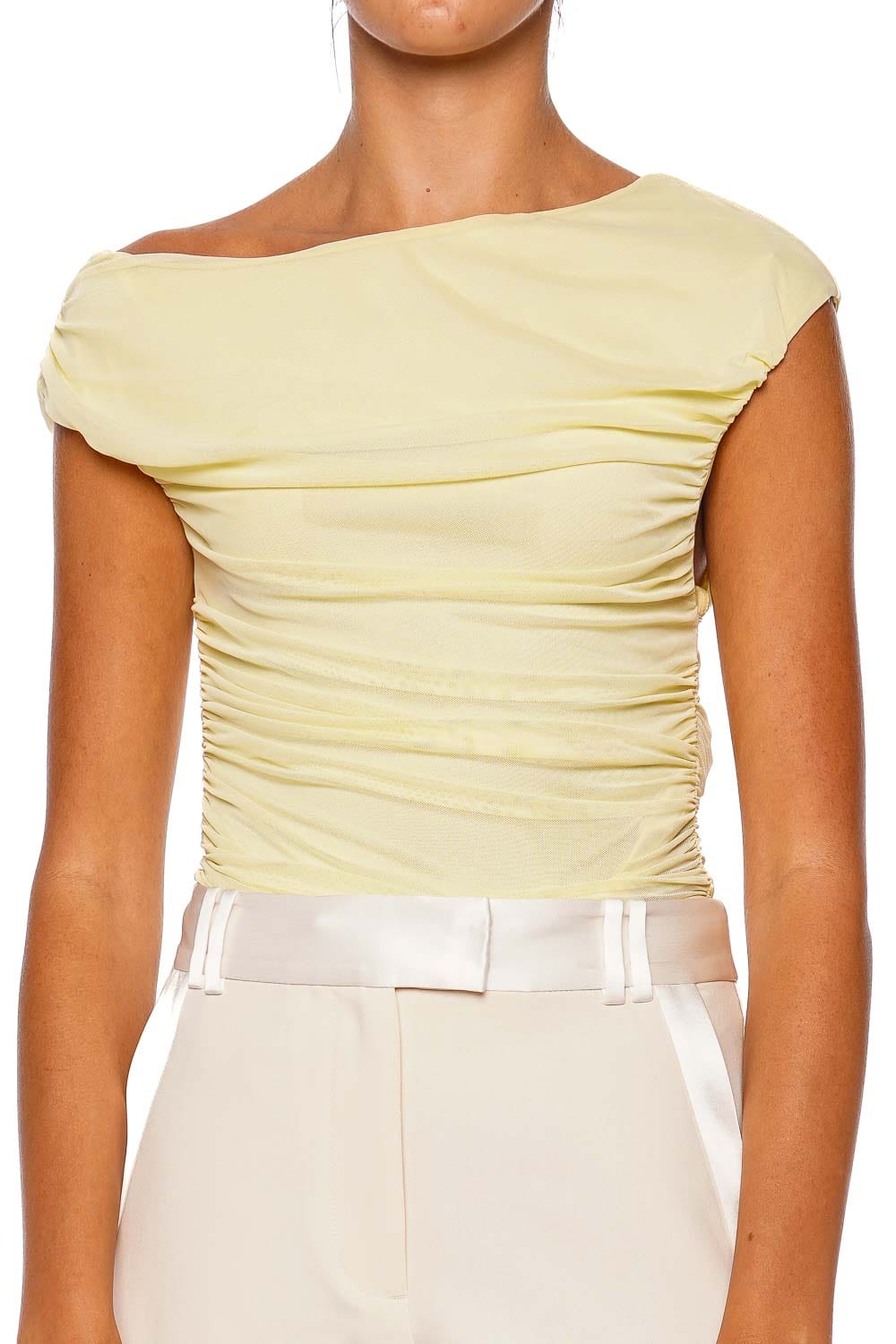 Shona Joy Mira Sherbet Yellow Off Shoulder Top