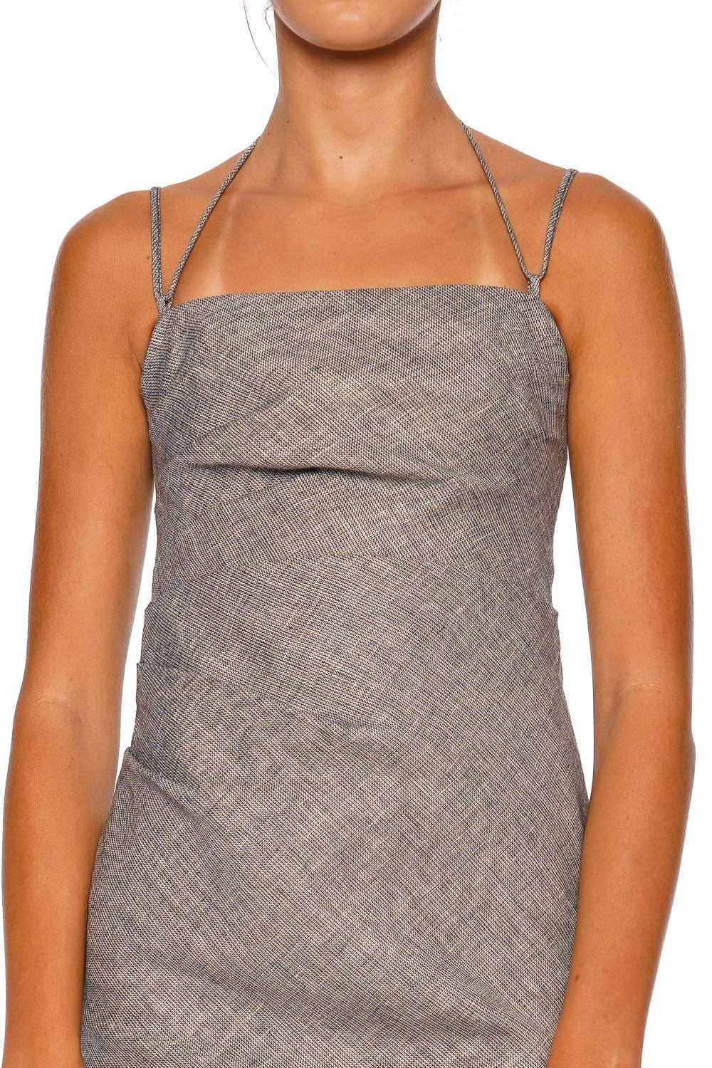 Shona Joy Elliot Draped Linen Mini Dress