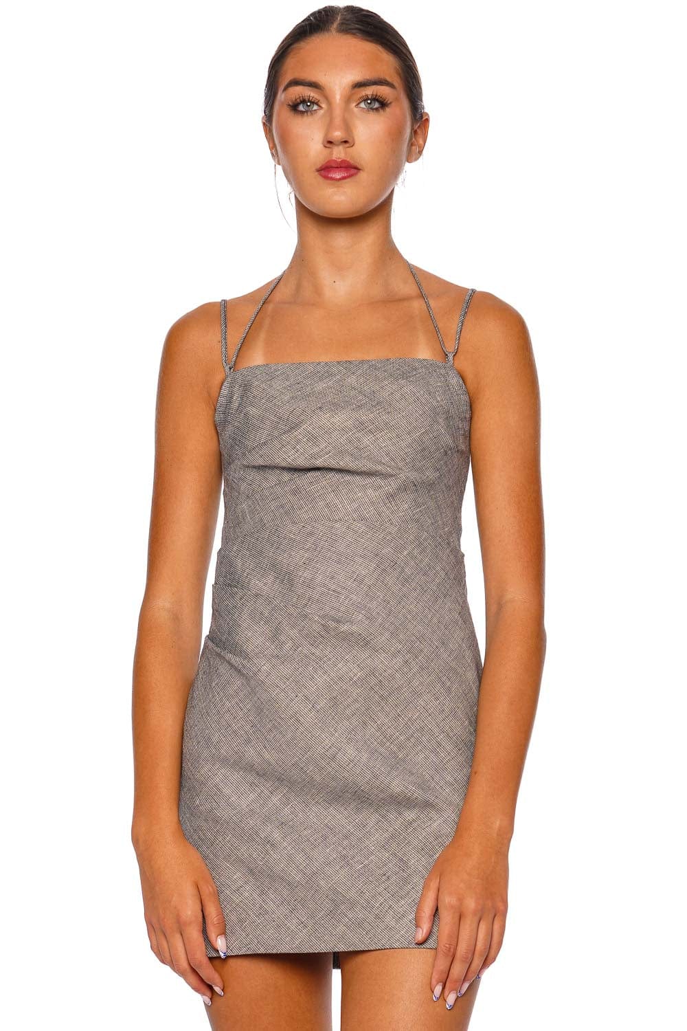 Shona Joy Elliot Draped Linen Mini Dress