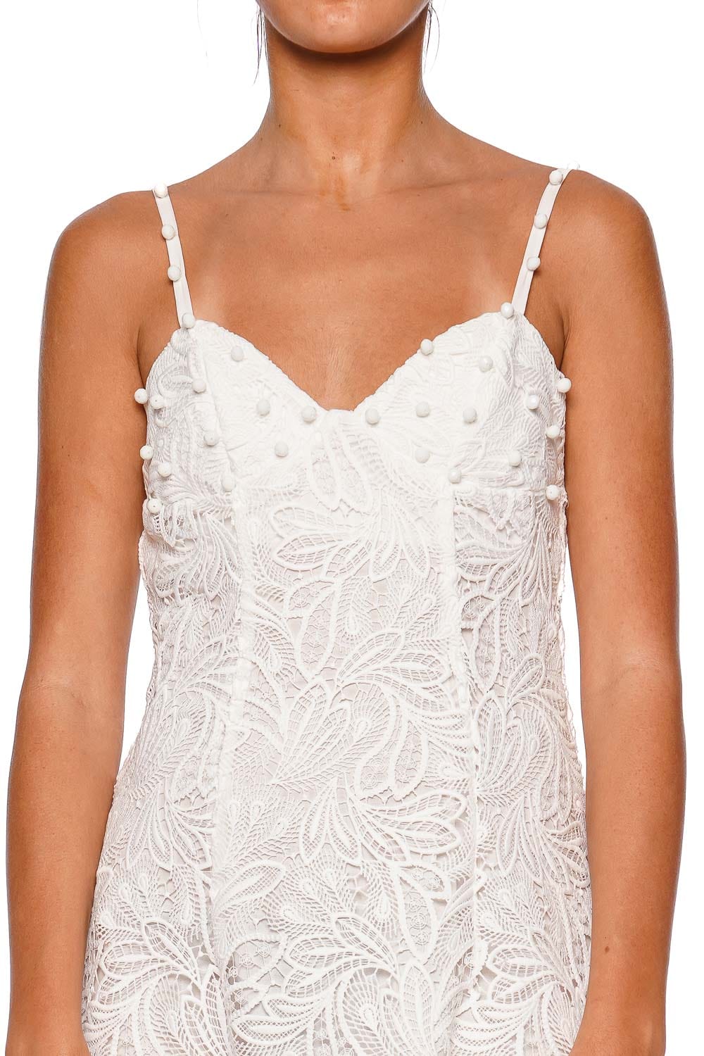 Waimari Lilo White Lace Mini Dress with Thin Straps