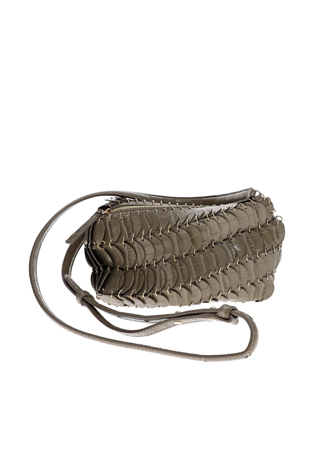 Rabanne Taupe Leather Disc Crossbody Bag