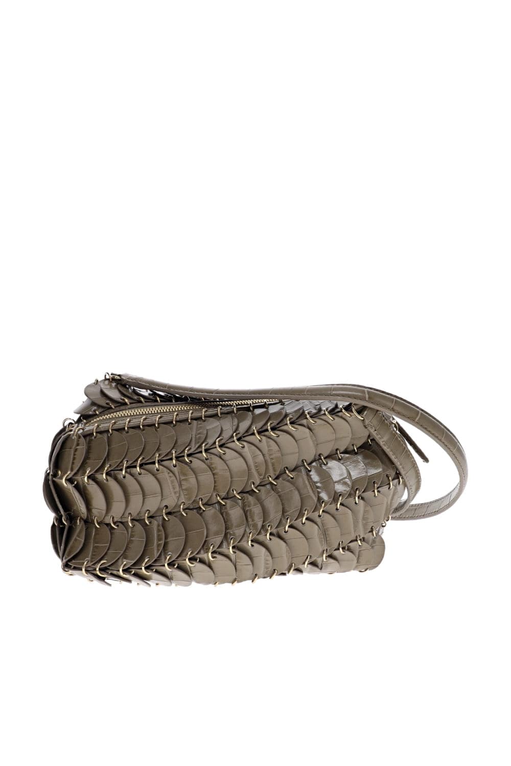 Rabanne Taupe Leather Disc Crossbody Bag
