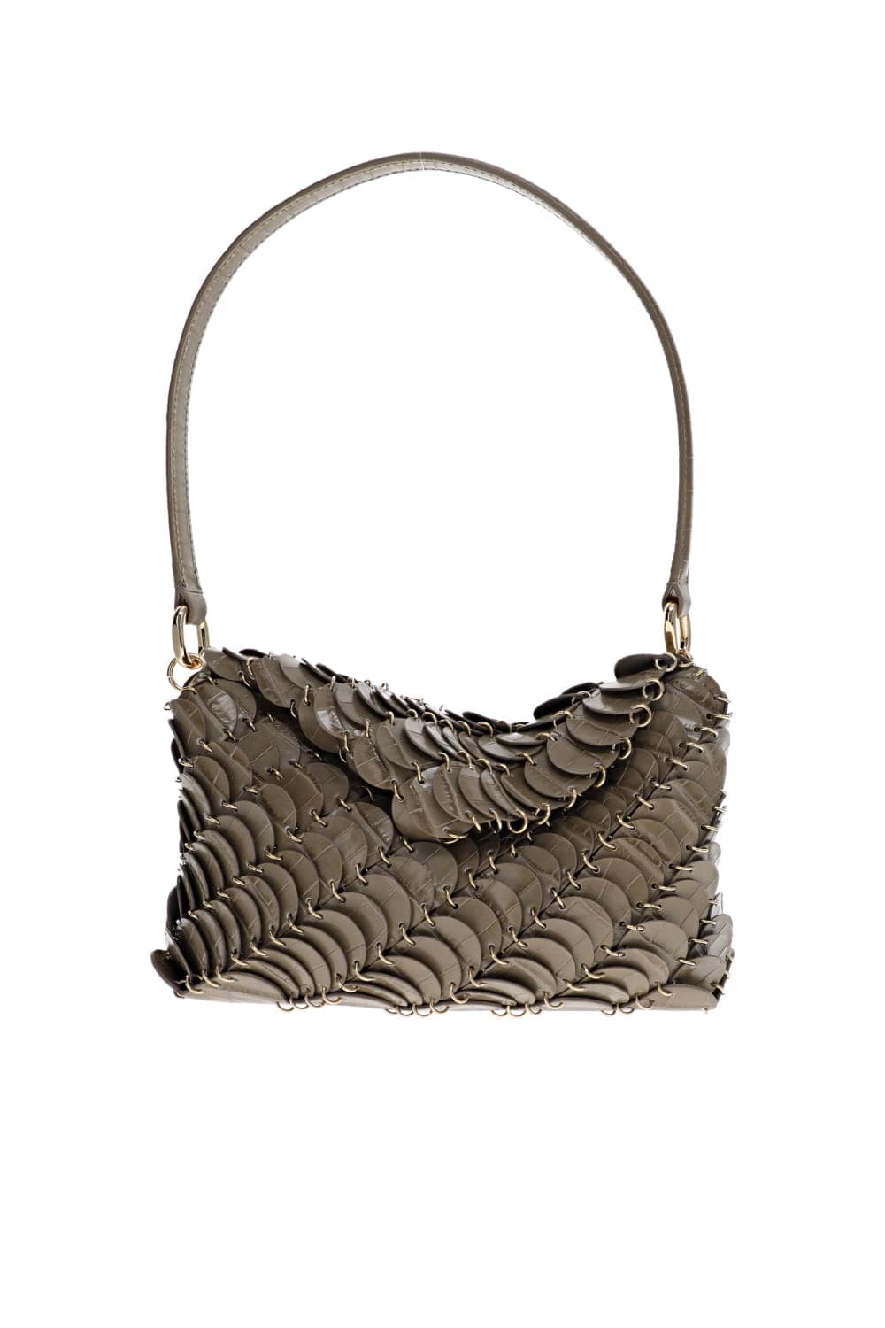 ショルダーバッグ・ポシェット Rabanne FW25 (25ASS0424CLF260 M291) Taupe Leather Disc Shoulder Bag