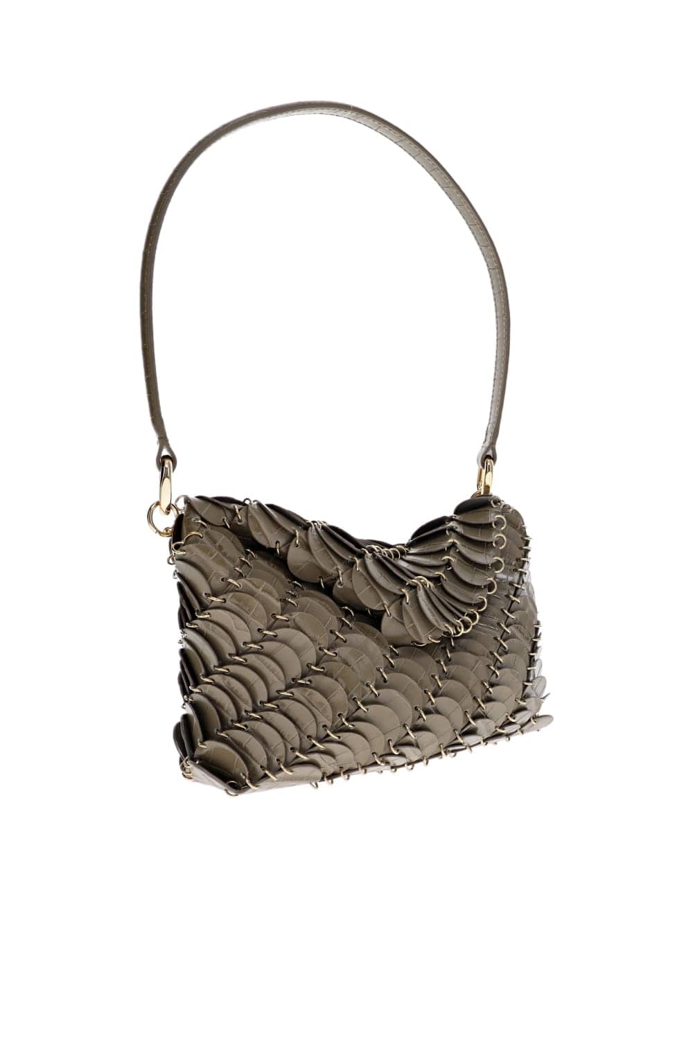 Rabanne Taupe Leather Disc Shoulder Bag