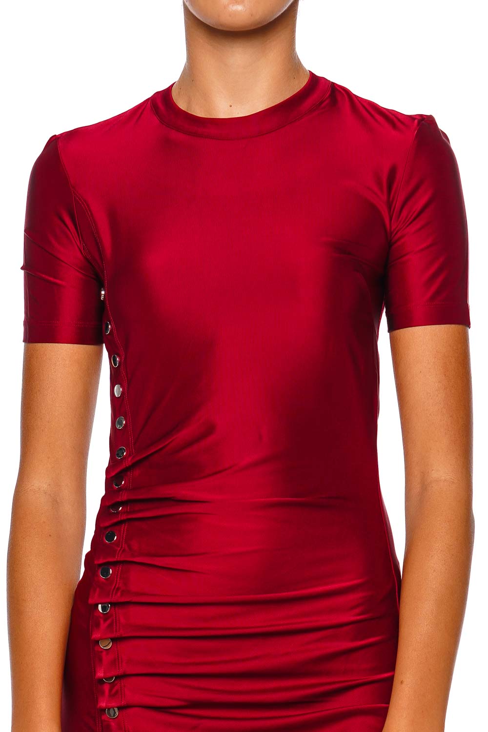 【Dior】mini dress with red heart applique【ランク:A】 Belted Mid-Length Dress Red Wool and Silk Shantung | DIOR