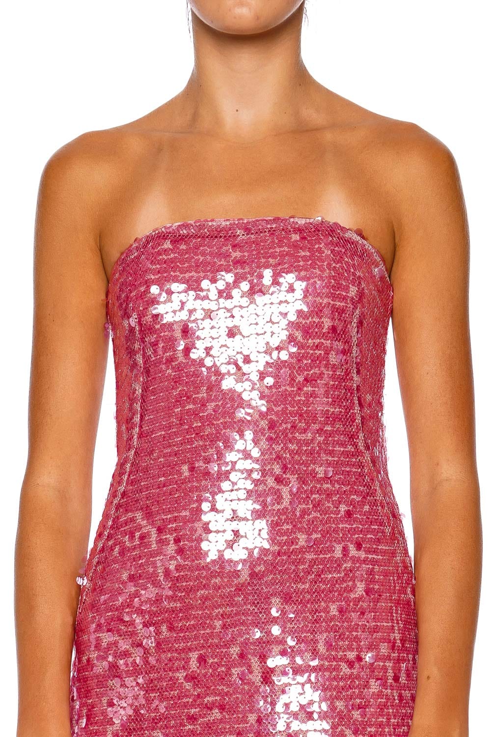 SIMKHAI Leilani Sorbet Strapless Sequin Gown