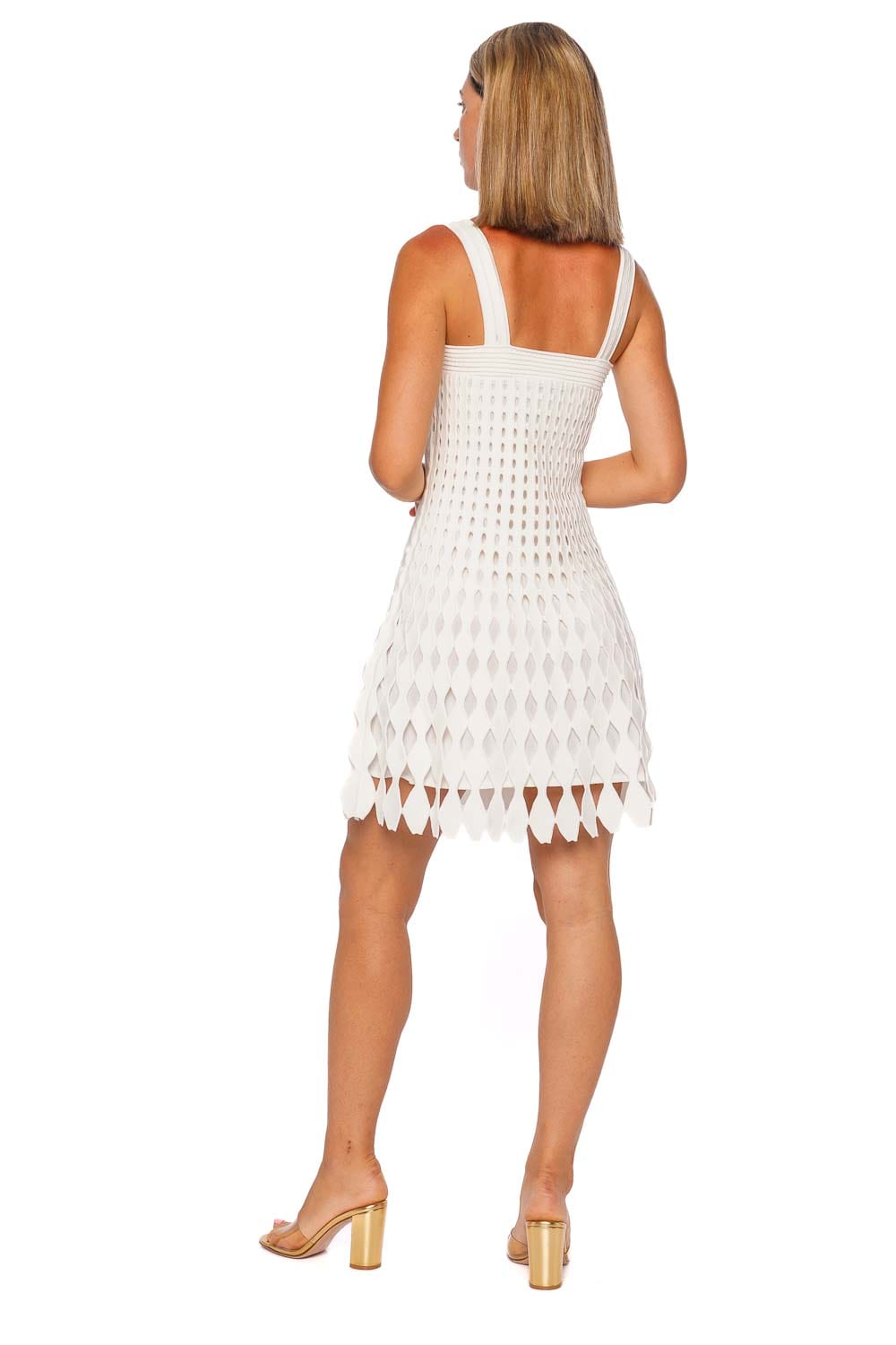 SIMKHAI Louna Ivory Cut Out Knit Mini Dress