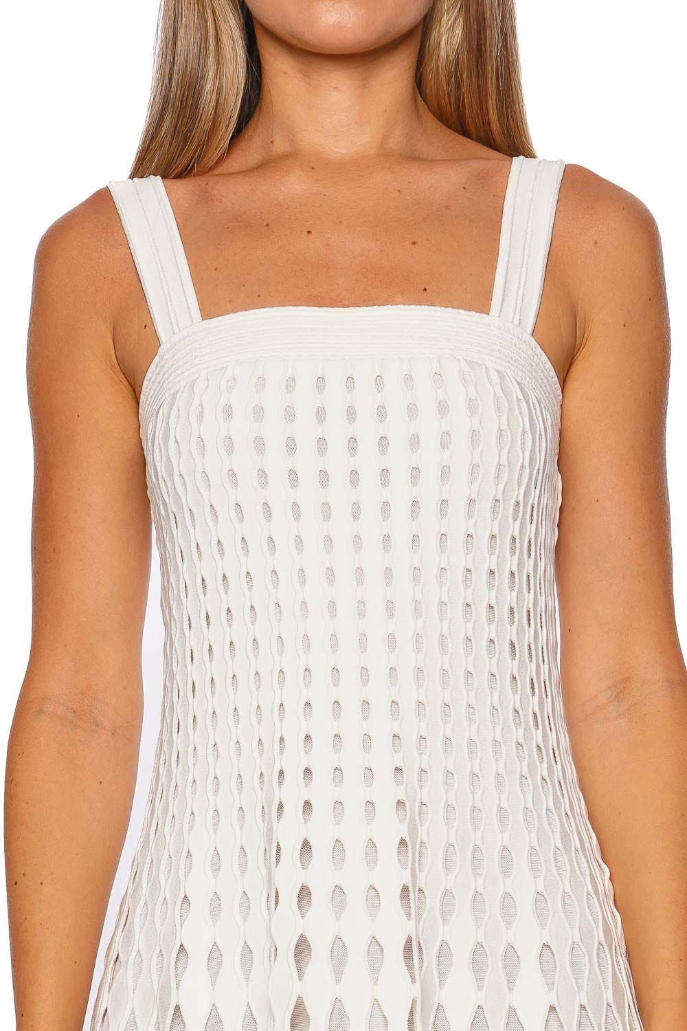SIMKHAI Louna Ivory Cut Out Knit Mini Dress