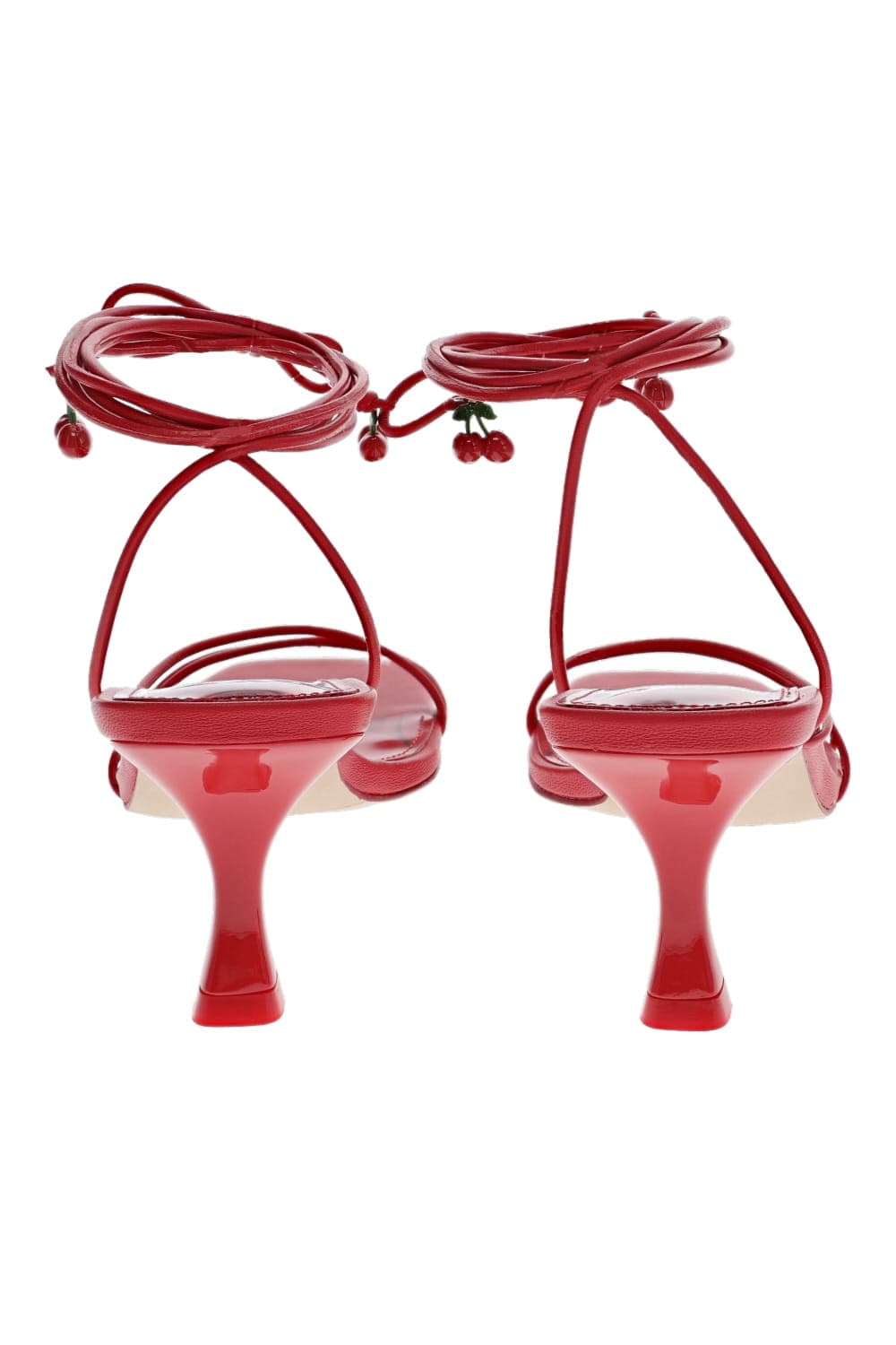 Larroudé Nadia Scarlet Leather Ankle Wrap Sandal