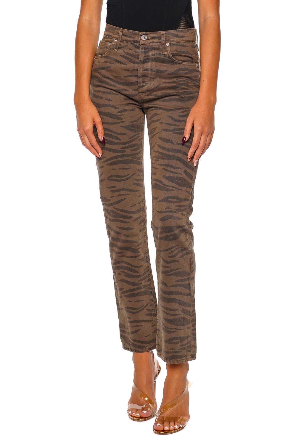Citizens of Humanity Olivine Zebra Straight Leg High-Rise Jeans