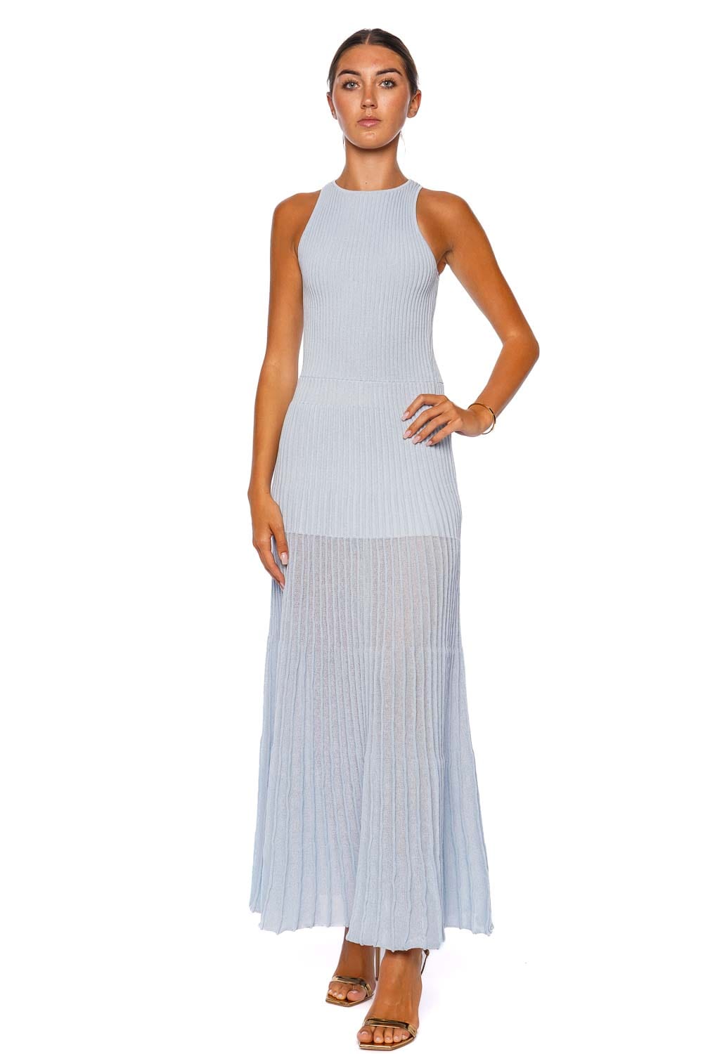 CLEA Arabella Mineral Blue Knit Midi Dress