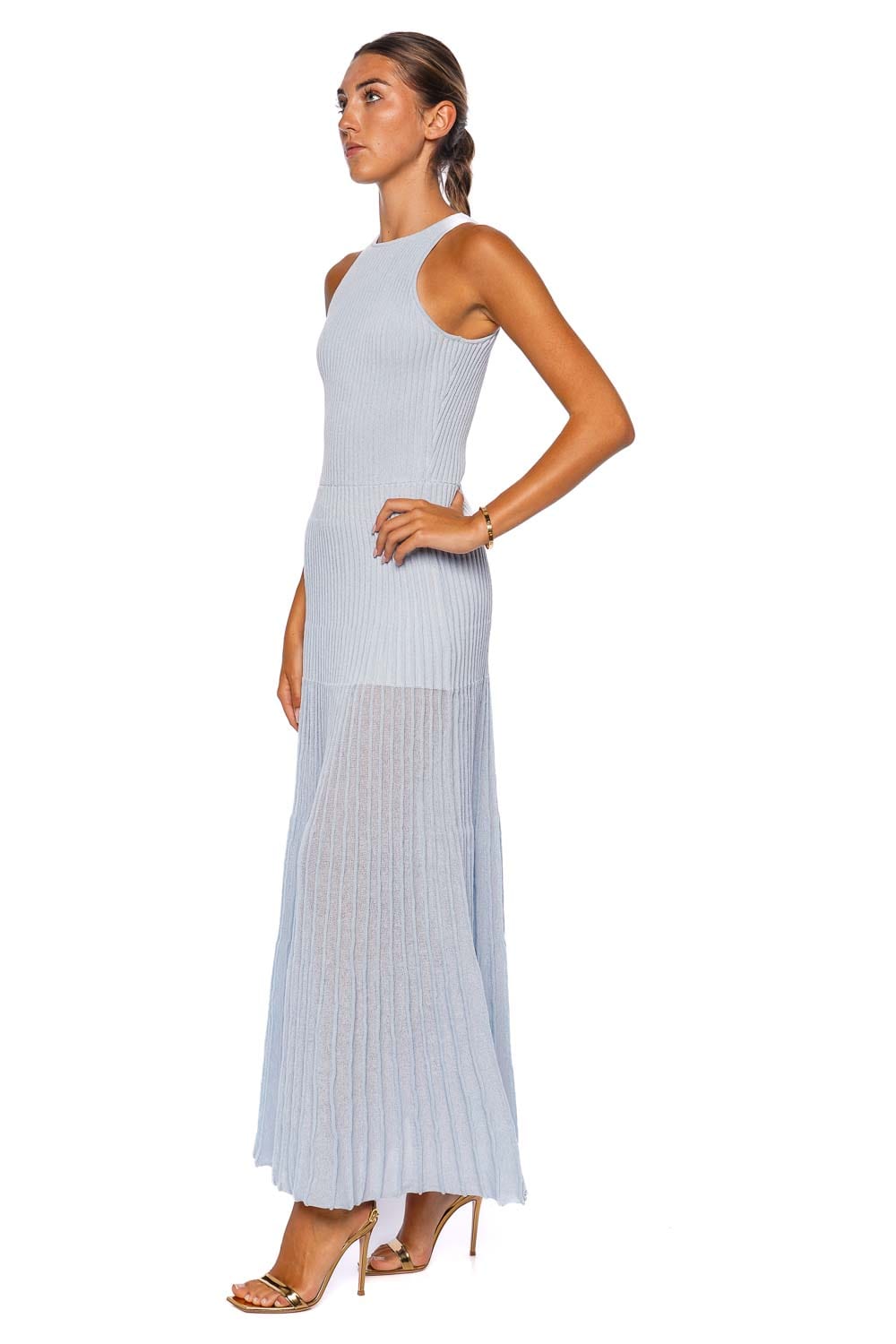 CLEA Arabella Mineral Blue Knit Midi Dress