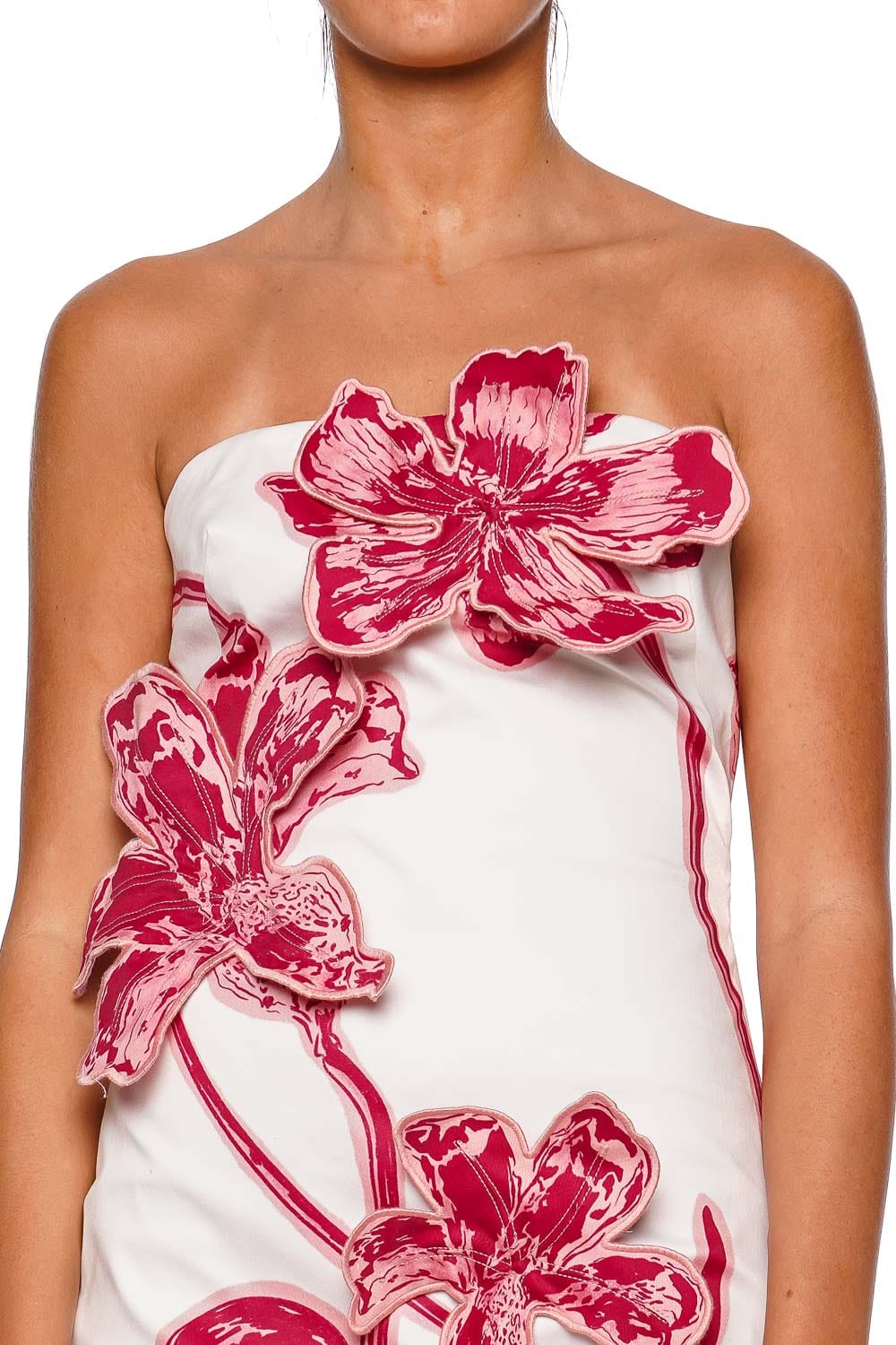 Andres Otalora Origen Esencial Pink Lily Strapless Mini Dress