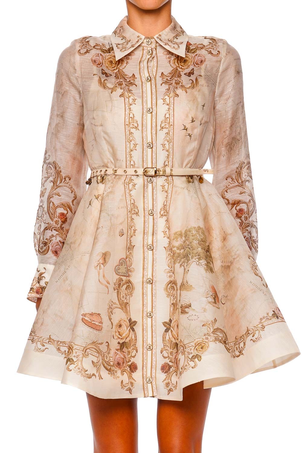 ZIMMERMANN Memento Buttoned Long Sleeve Mini Dress