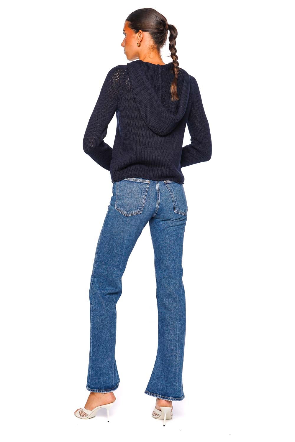 Still Here Bear Navy Knit Zip Up Hoodie