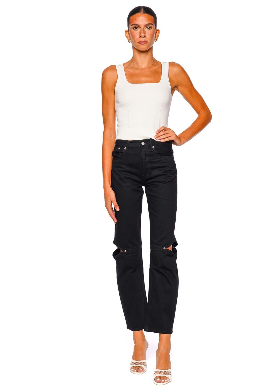 Still Here Cowgirl Black Cutout Straight Leg Jean