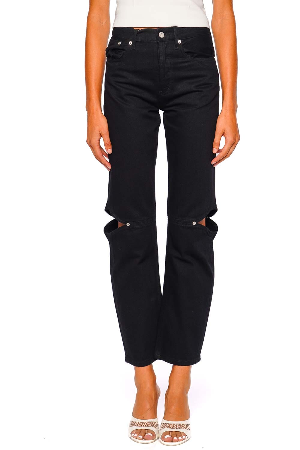 Still Here Cowgirl Black Cutout Straight Leg Jean