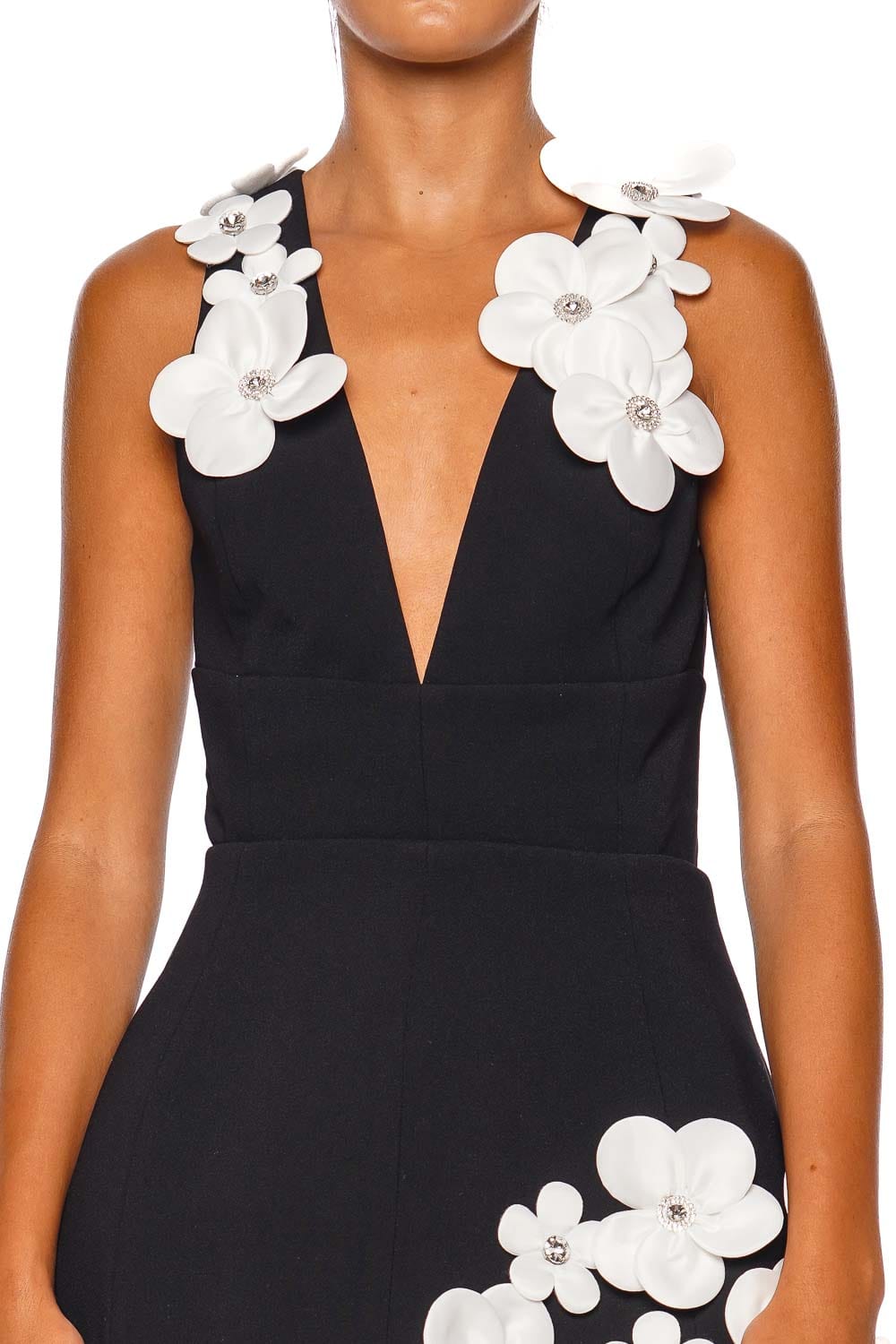 Bronx and Banco Estelle Black and White Sleeveless Floral Mini Dress