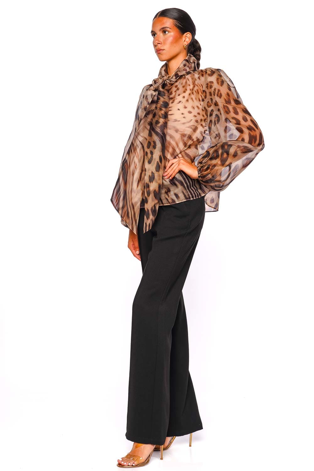 Retrofête Peregrine Animal Print Silk Blouse