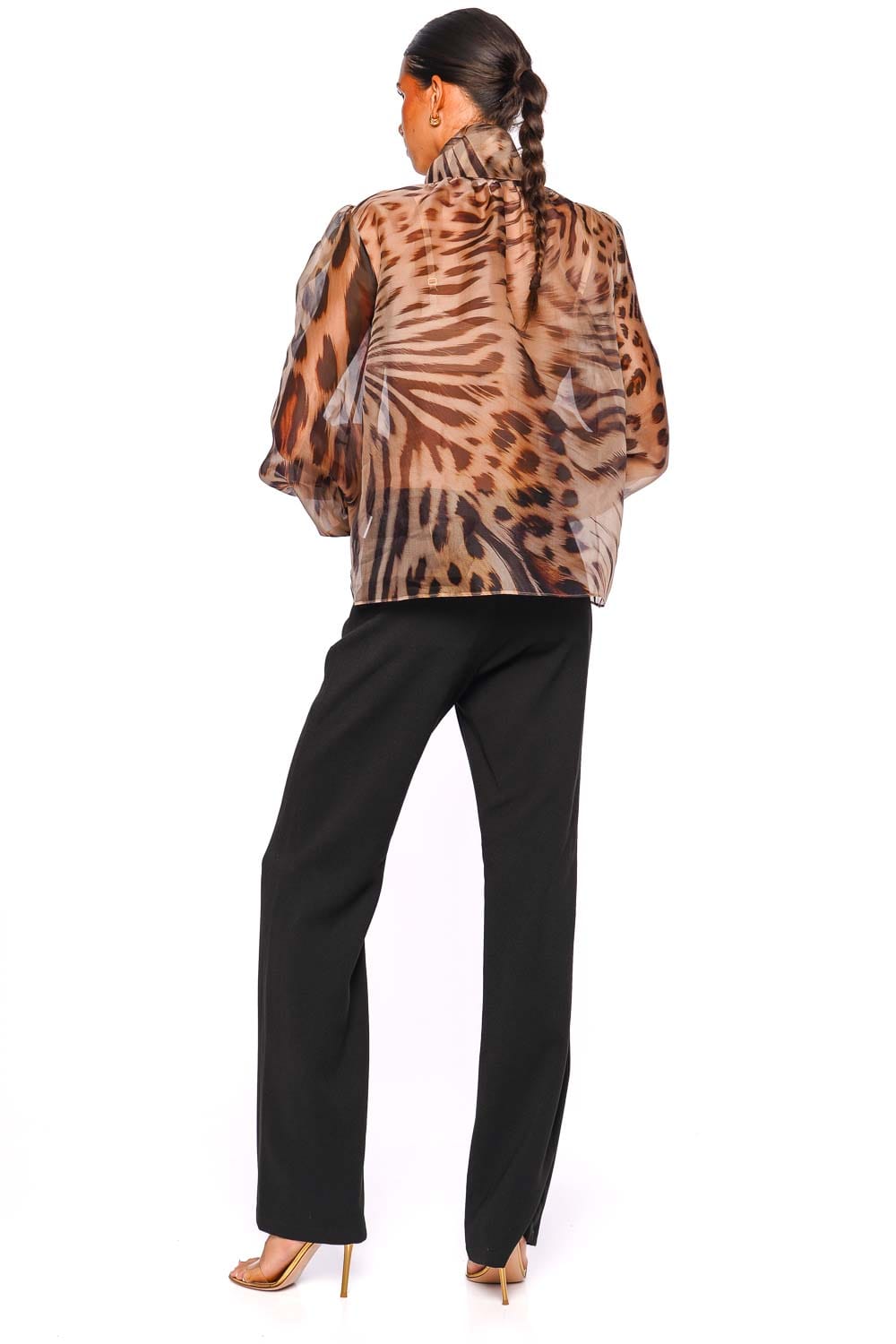 Retrofête Peregrine Animal Print Silk Blouse