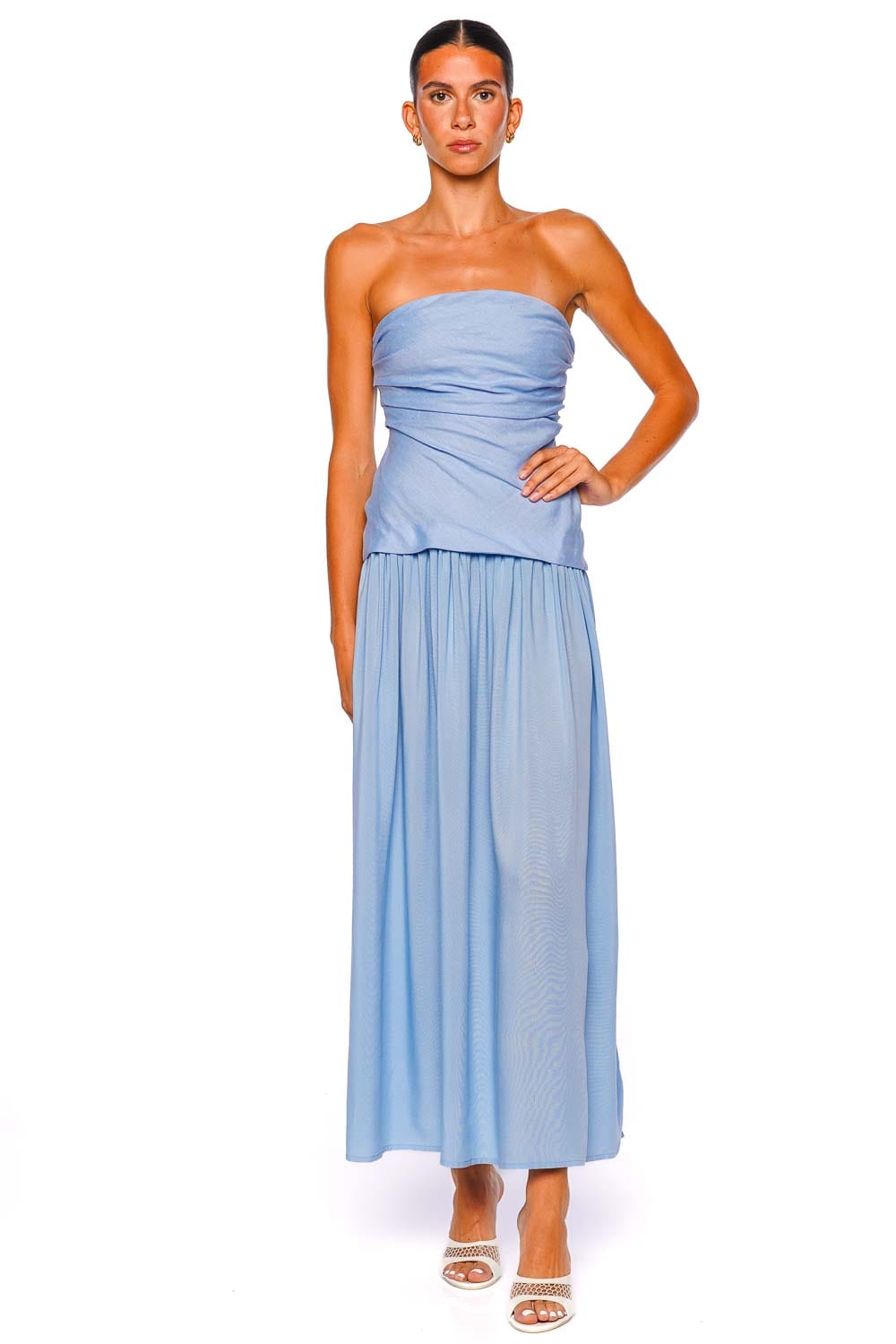 Faithfull The Brand Hedy Mineral Blue Strapless Maxi Dress