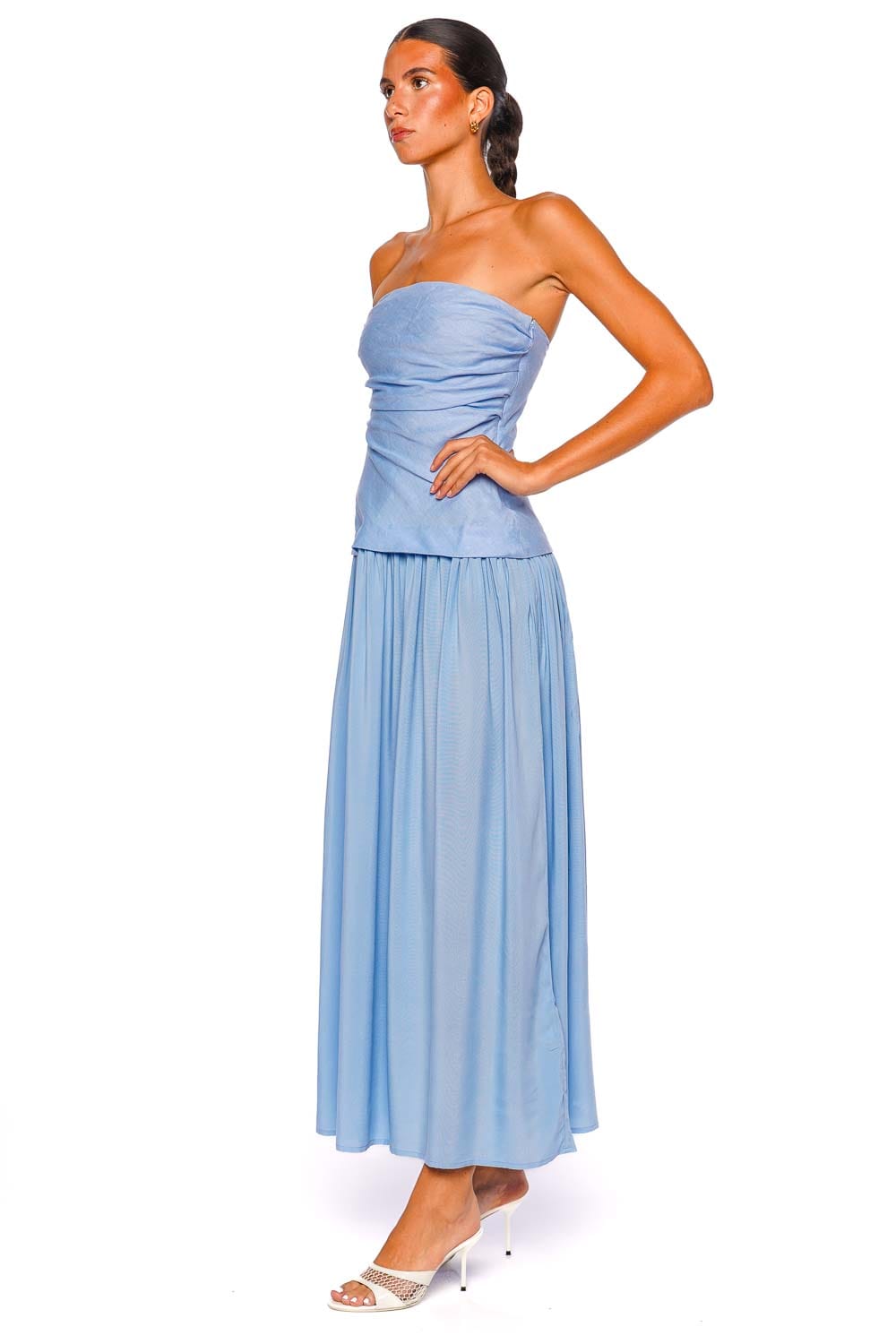 Faithfull The Brand Hedy Mineral Blue Strapless Maxi Dress