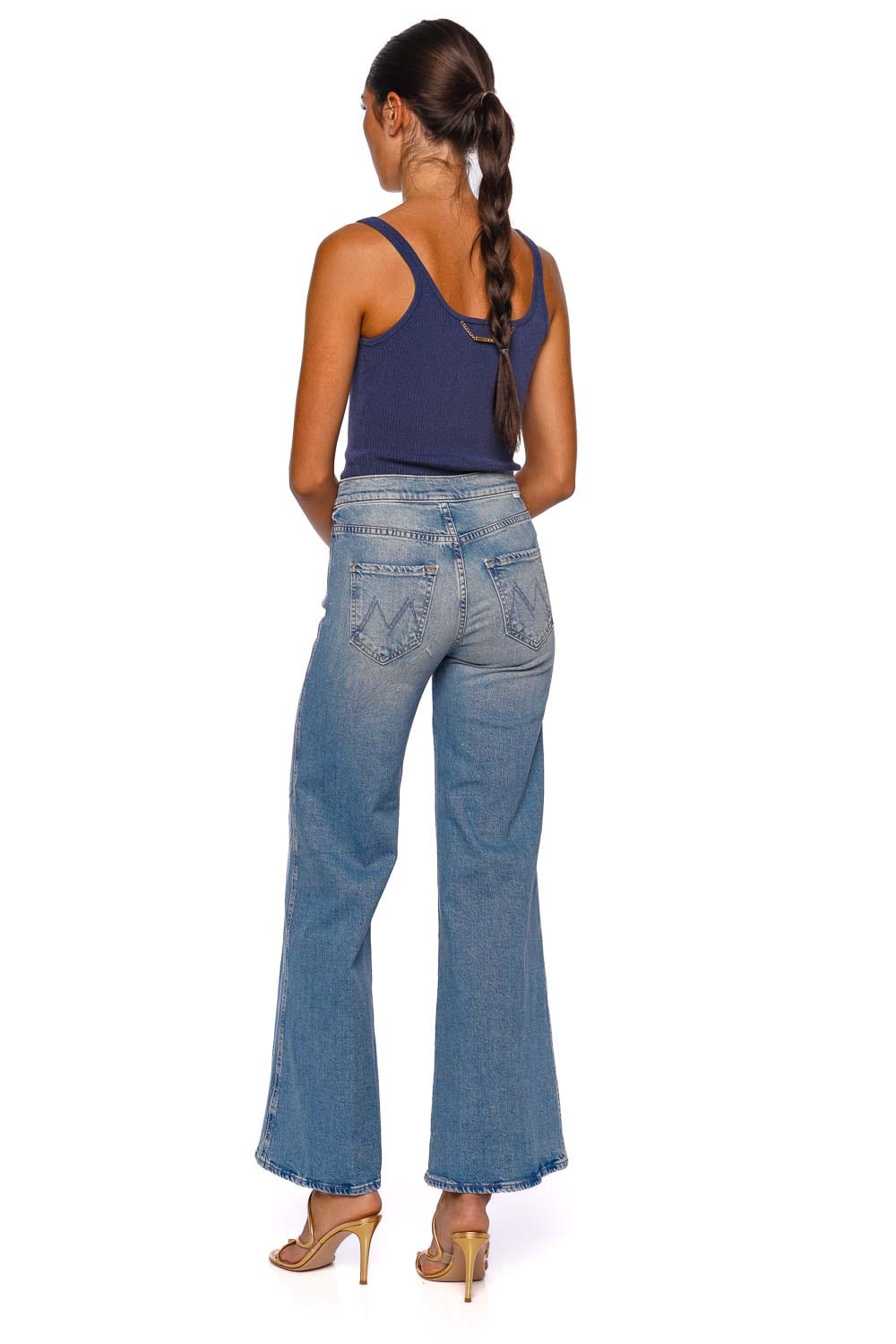 MOTHER Denim Tab Roller Skimp High-Waist Wide-Leg Jeans Blue