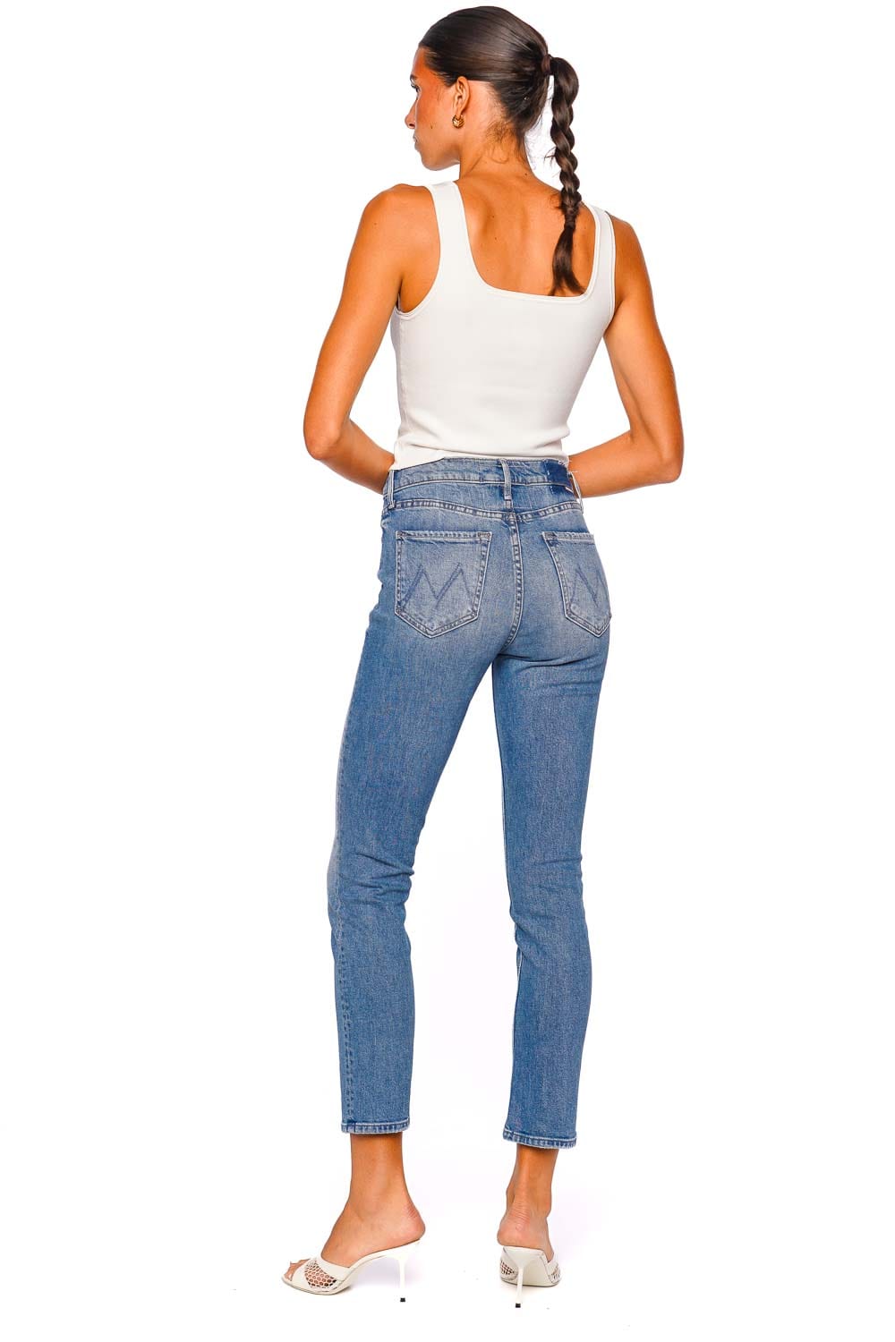 MOTHER Denim Dazzler High-Waisted Blue Flood Jeans
