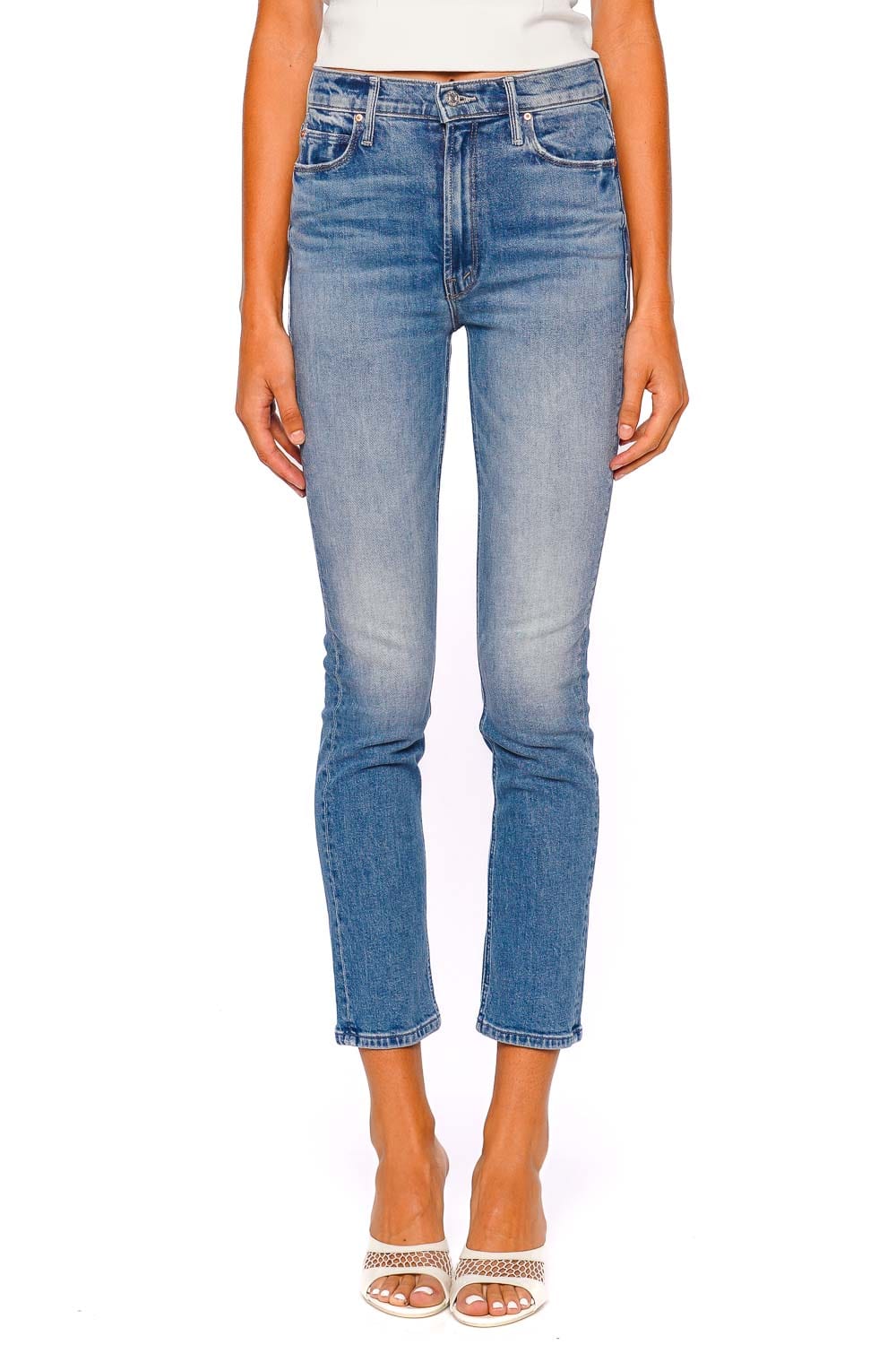 MOTHER Denim Dazzler High-Waisted Blue Flood Jeans