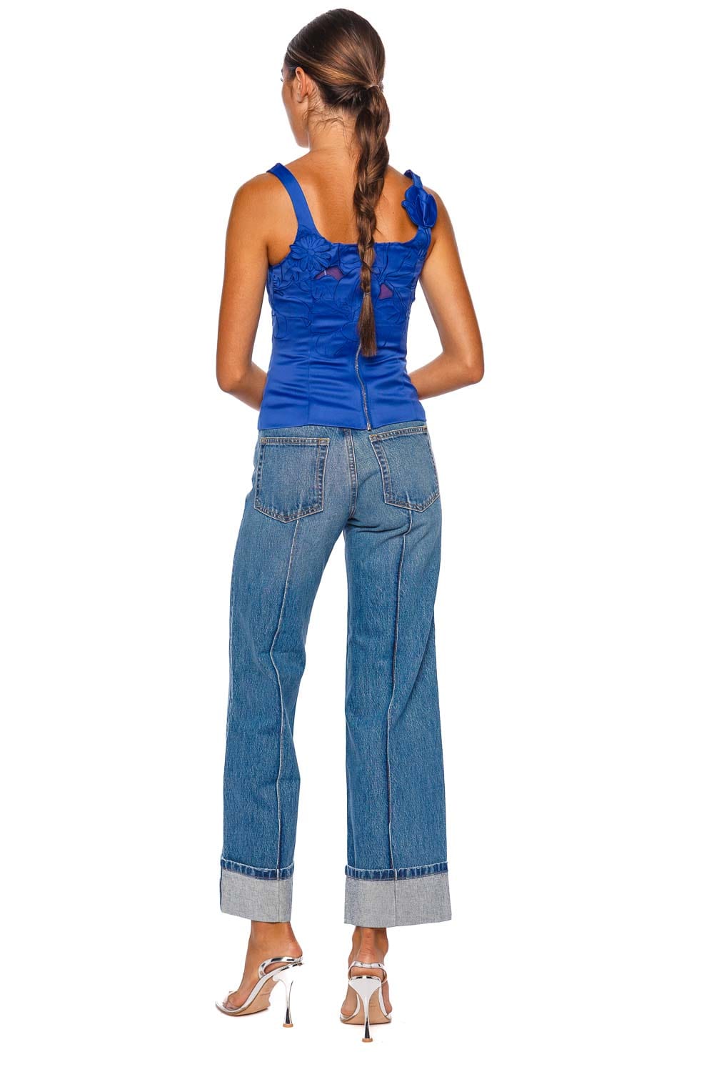LEO LIN Isadora Lapis Floral Applique Sleeveless Top