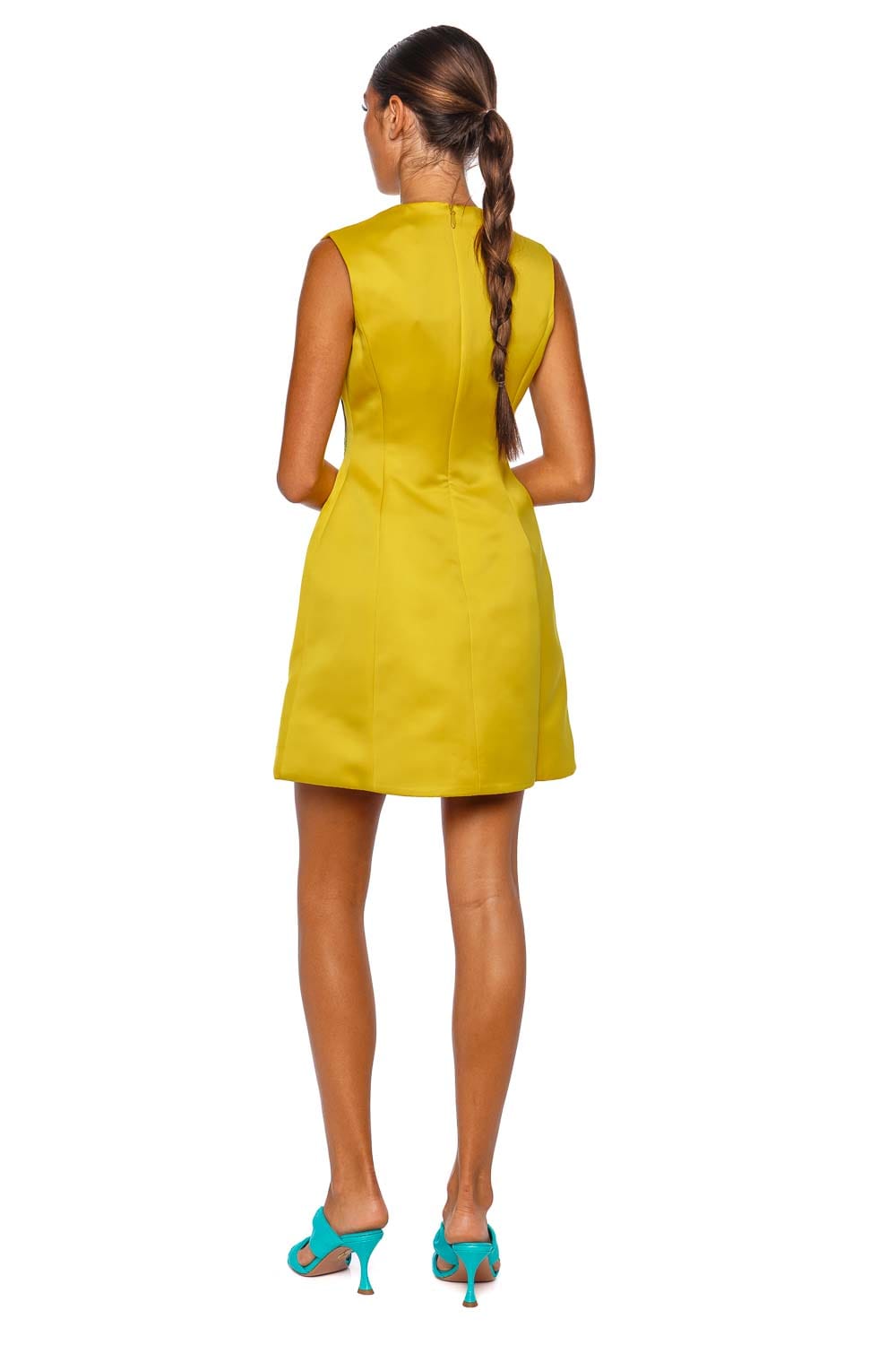 LEO LIN Bree Mustard Sleeveless Embroidery V-Neck Mini Dress