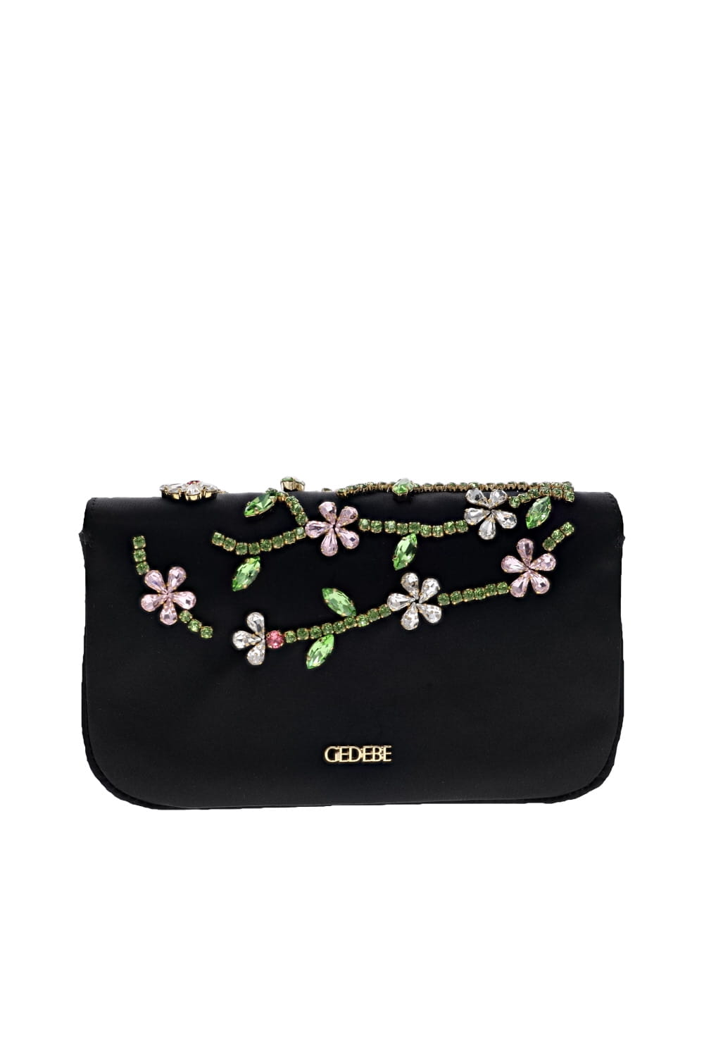 Gedebe Anais Black Floral Crystal Shoulder Bag