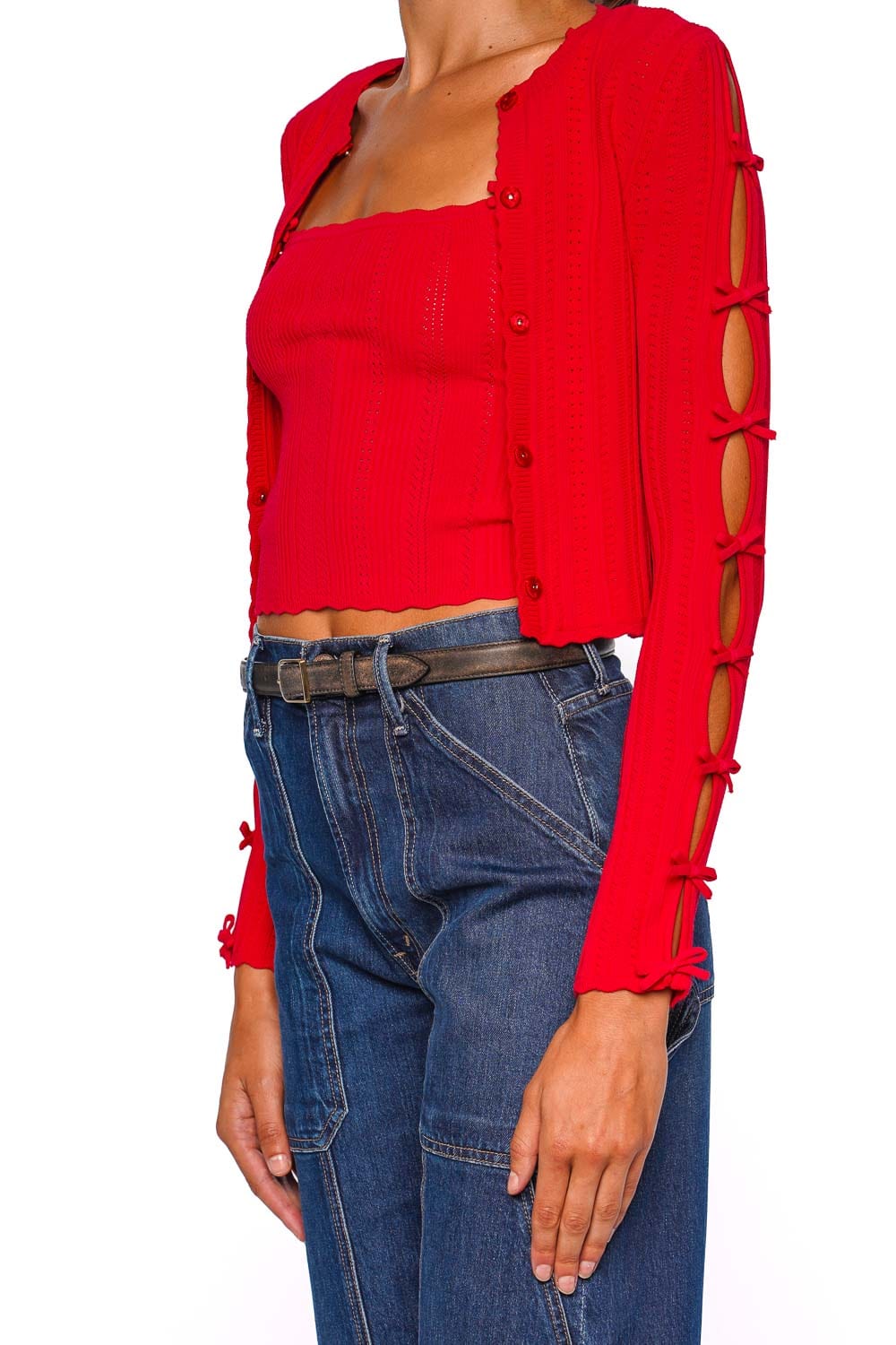 SIMKHAI Charlie Distressed Chocolate Leather Waist Belt