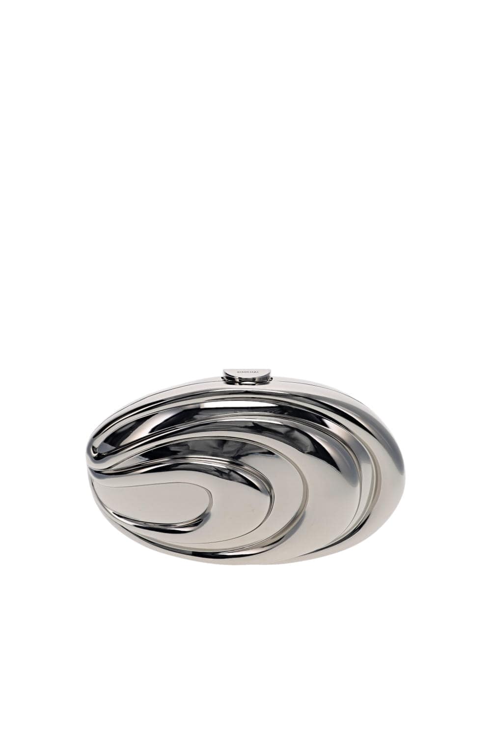 SIMKHAI Inez Sculptural Silver Metal Clutch