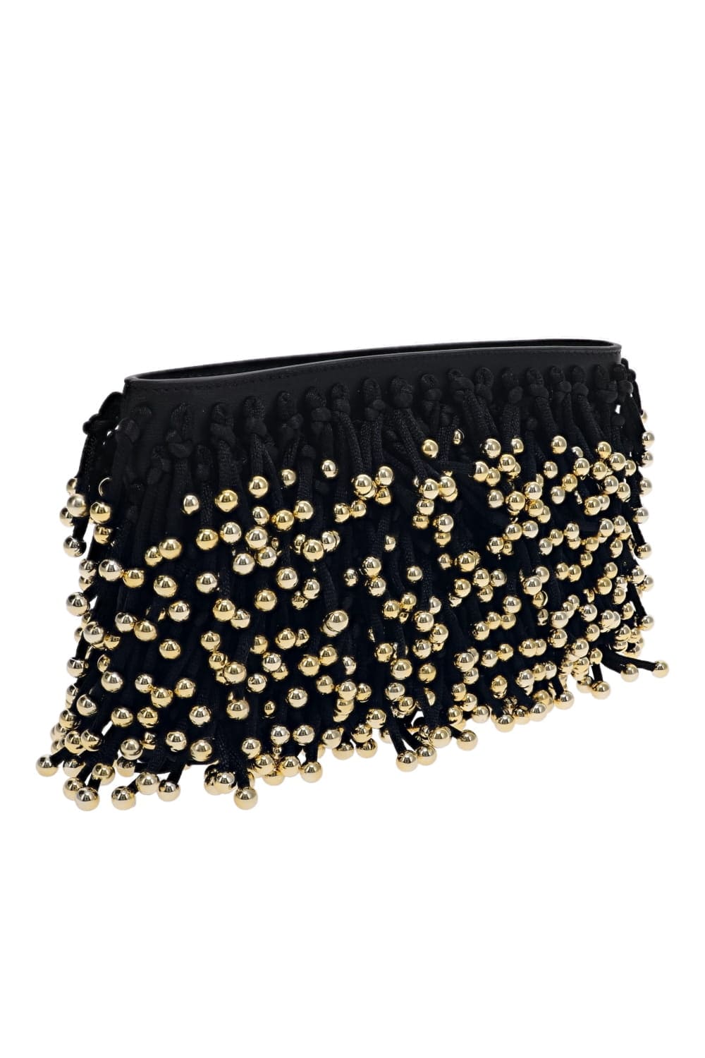 SIMKHAI Reese Black Beaded Fringe Clutch