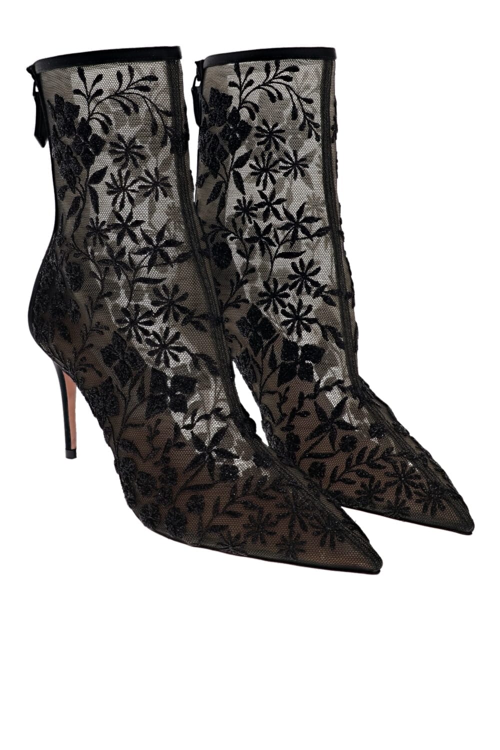 AQUAZZURA Mon Amour Black Lace Bootie 85mm