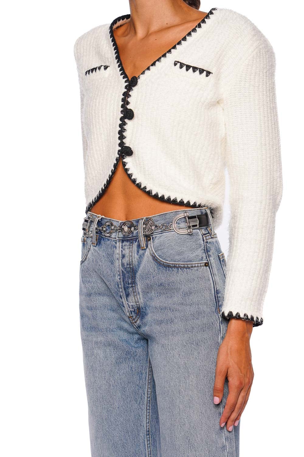 Déhanche Elysées Chain Link Black Leather Belt