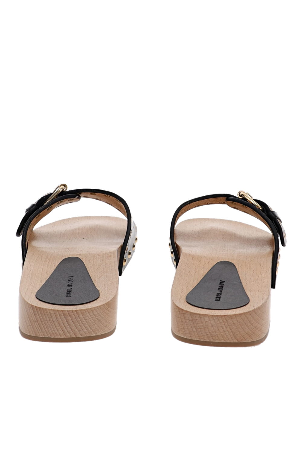 Isabel Marant Jaso Black Leather Studded Slide Sandals
