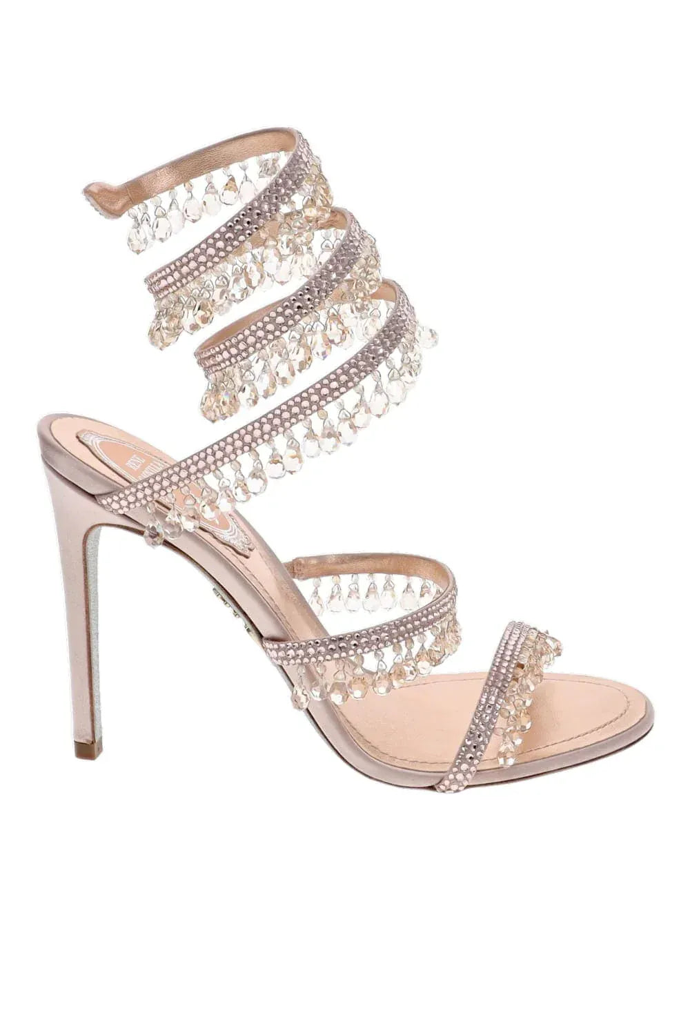 Crystal Chandelier Light Pink Ankle Wrap Heels