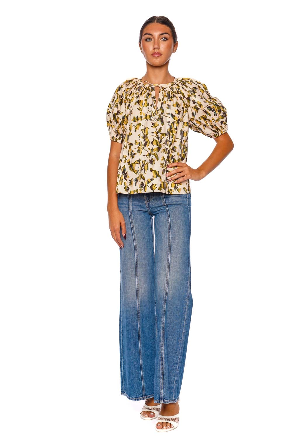 Ulla Johnson Loli Lucent Print Short Sleeve Blouse