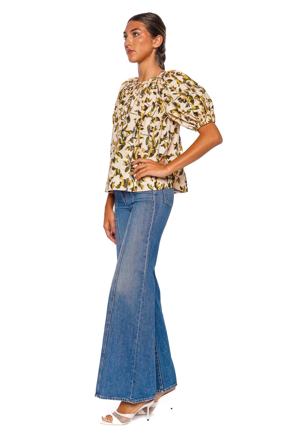 Ulla Johnson Loli Lucent Print Short Sleeve Blouse