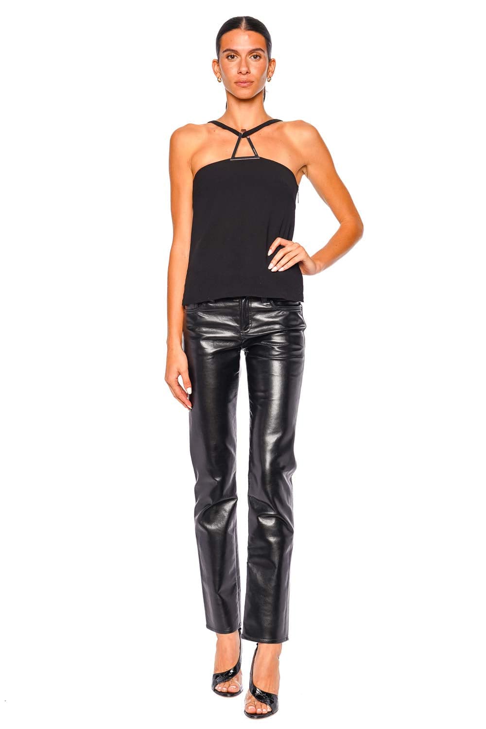 Black Logo Ribbed Knit Tank Top