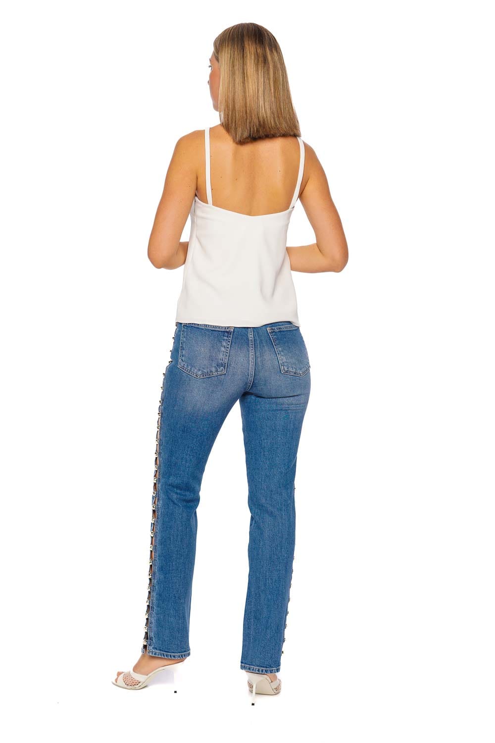 16ARLINGTON Ivia Bianco Cross-Back Strap Top