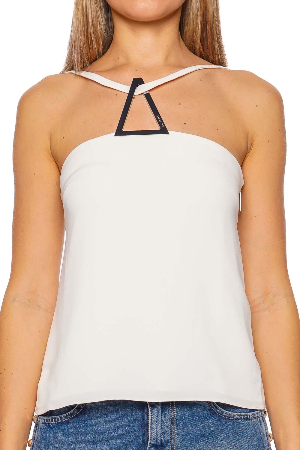 16ARLINGTON Ivia Bianco Cross-Back Strap Top