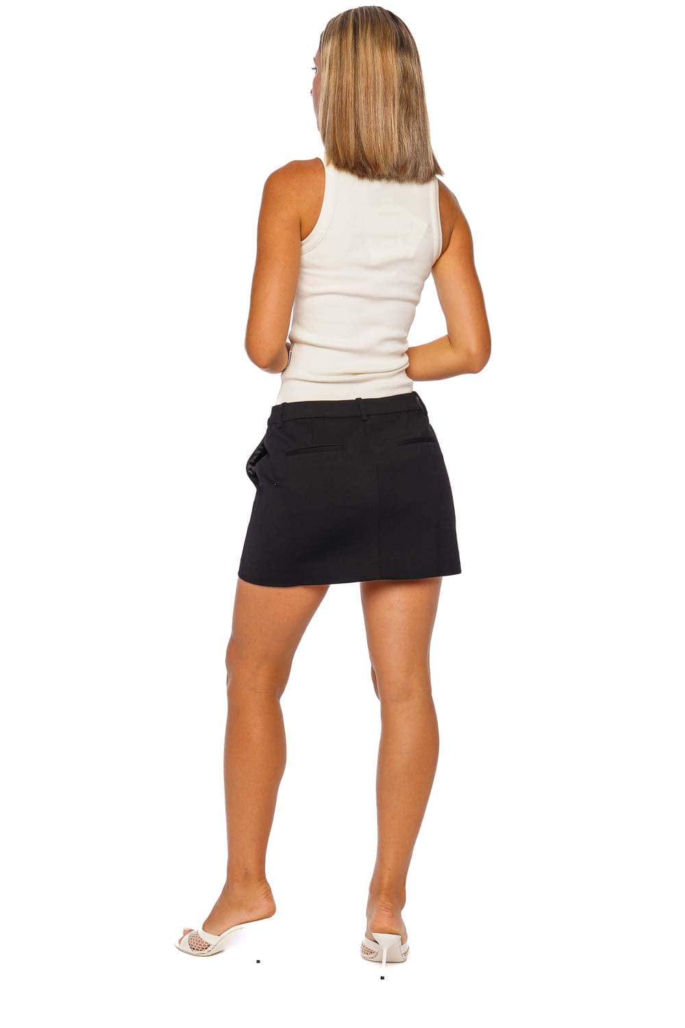 DES_PHEMMES Embellished Crème Sleeveless Tank Top