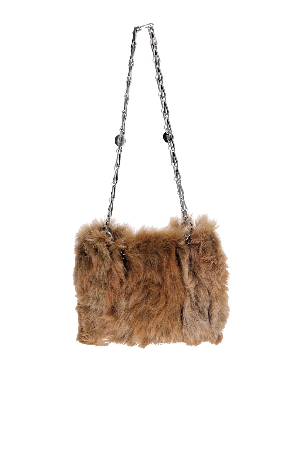 Rabanne Natural Shearling Fur Chain Shoulder Bag