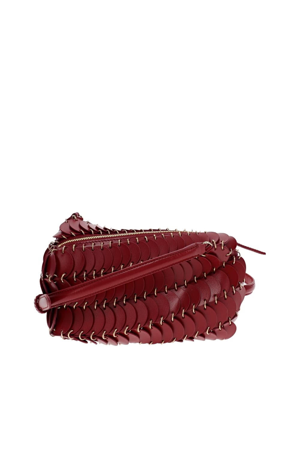 Rabanne Paco Red Leather Disc Crossbody Bag